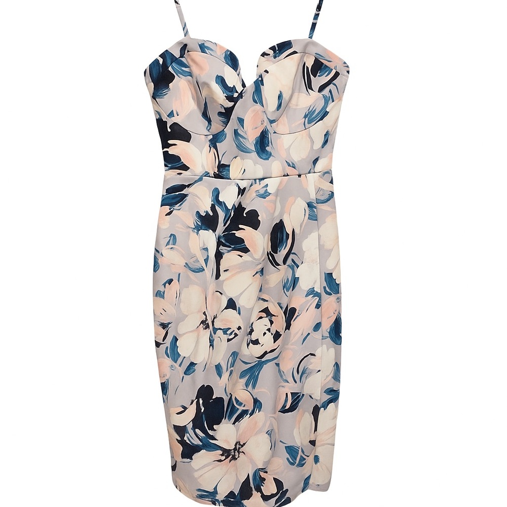 Yumi Kim Strapless Floral Dress in Blue and Cream